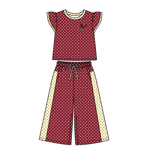 ( Moq 5 ) Baby Girls Kids Short Sleeves Shirt Pants Team Set Clothes