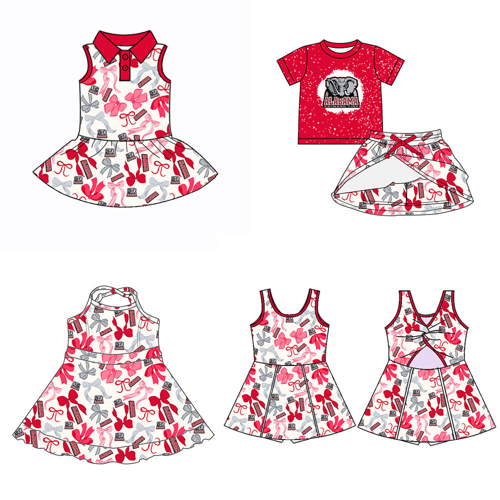 ( Moq 5 each style ) Baby Girl Team Elephant Bows Sibling Dress Set 5.14