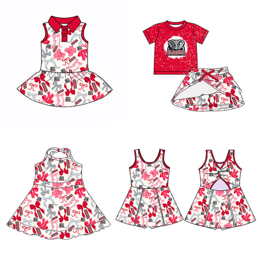 ( Moq 5 each style ) Baby Girl Team Elephant Bows Sibling Dress Set 5.14