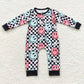 LR0304 Baby Girl Long Sleeves Smile Floral Zipper Romper