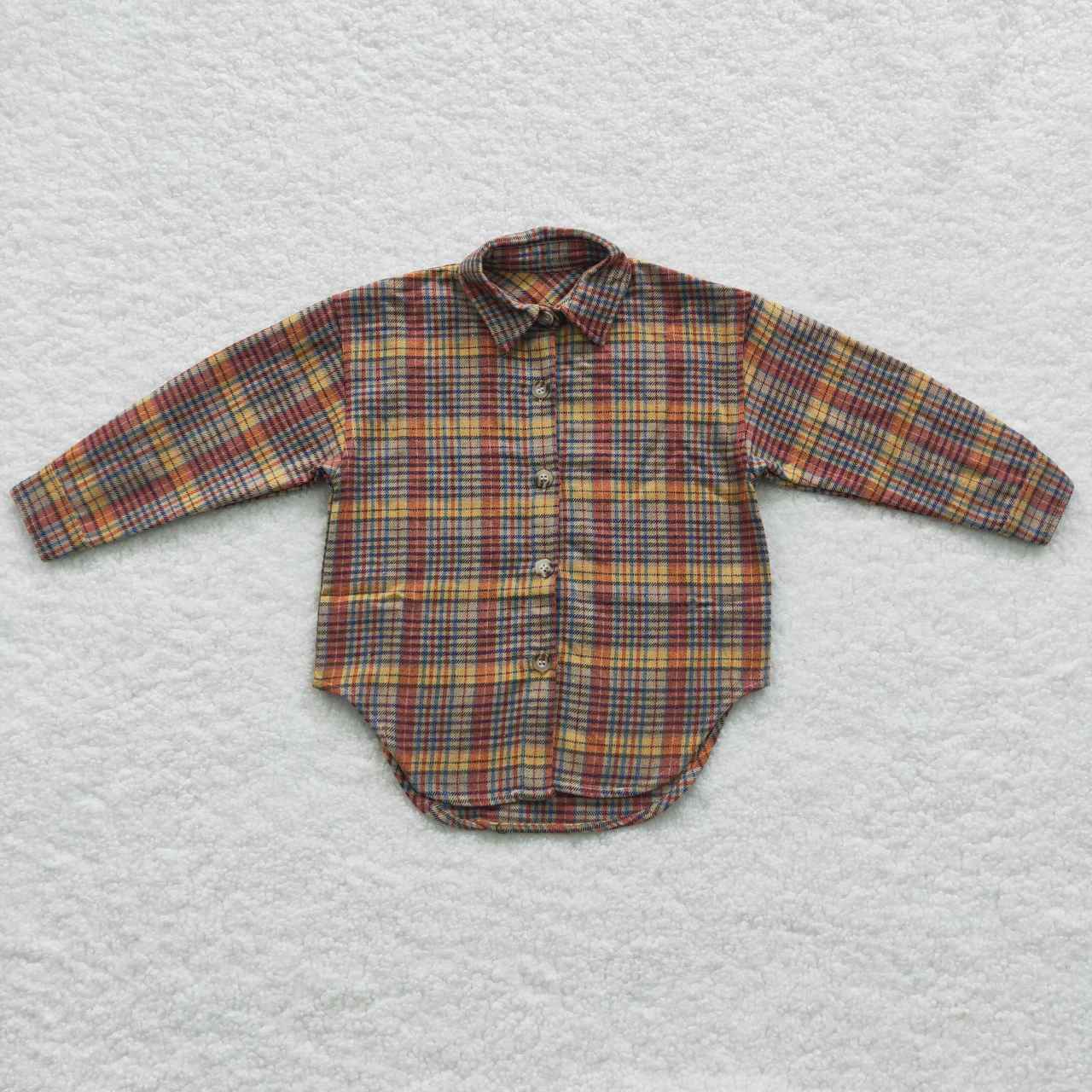BT0241 Baby Kids Long Sleeves Plaid Cardigan Coat