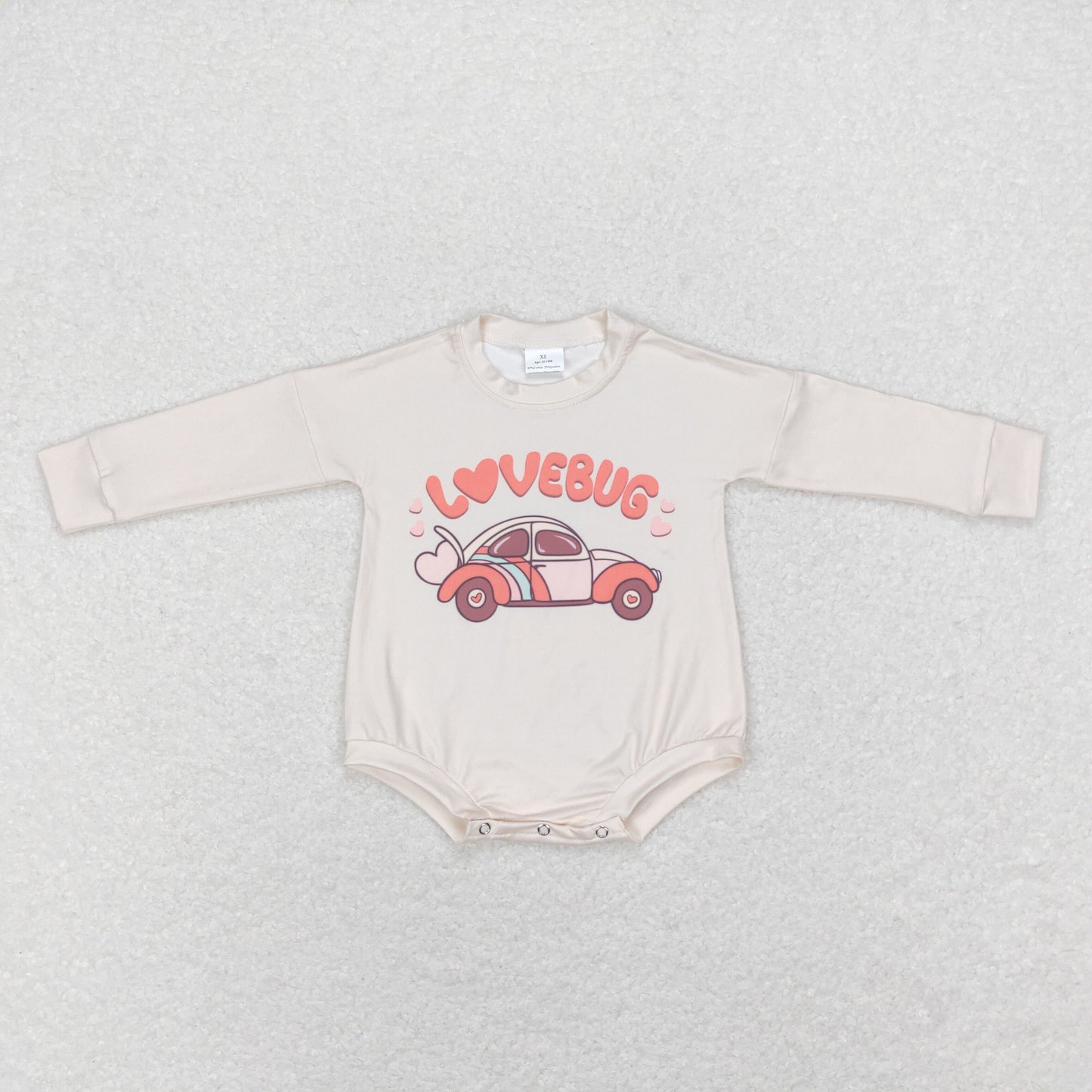 LR0833 Baby Kids Long Sleeves Valentine's Lovebug Romper