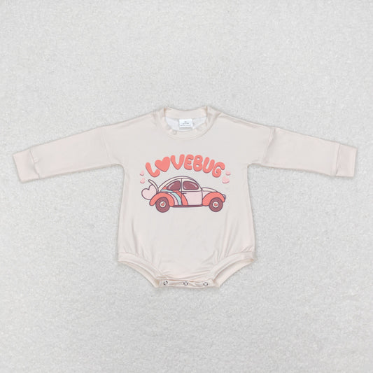 LR0833 Baby Kids Long Sleeves Valentine's Lovebug Romper