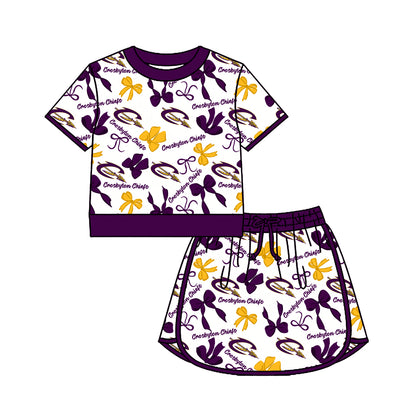 ( Moq 5 Each Style ) Sibling Baby Girls Kids Bows Team Shirt Sets Clothes