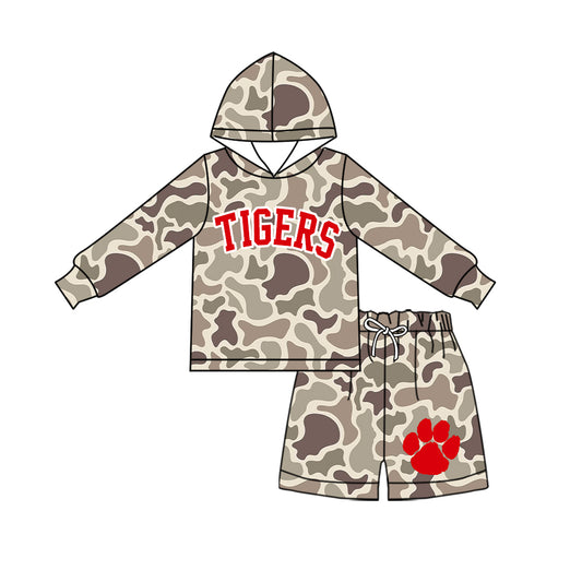 ( Moq 5 ) Baby Girls Kids Long Sleeves Hoodie Shirt Camo Shorts Team Set Clothes