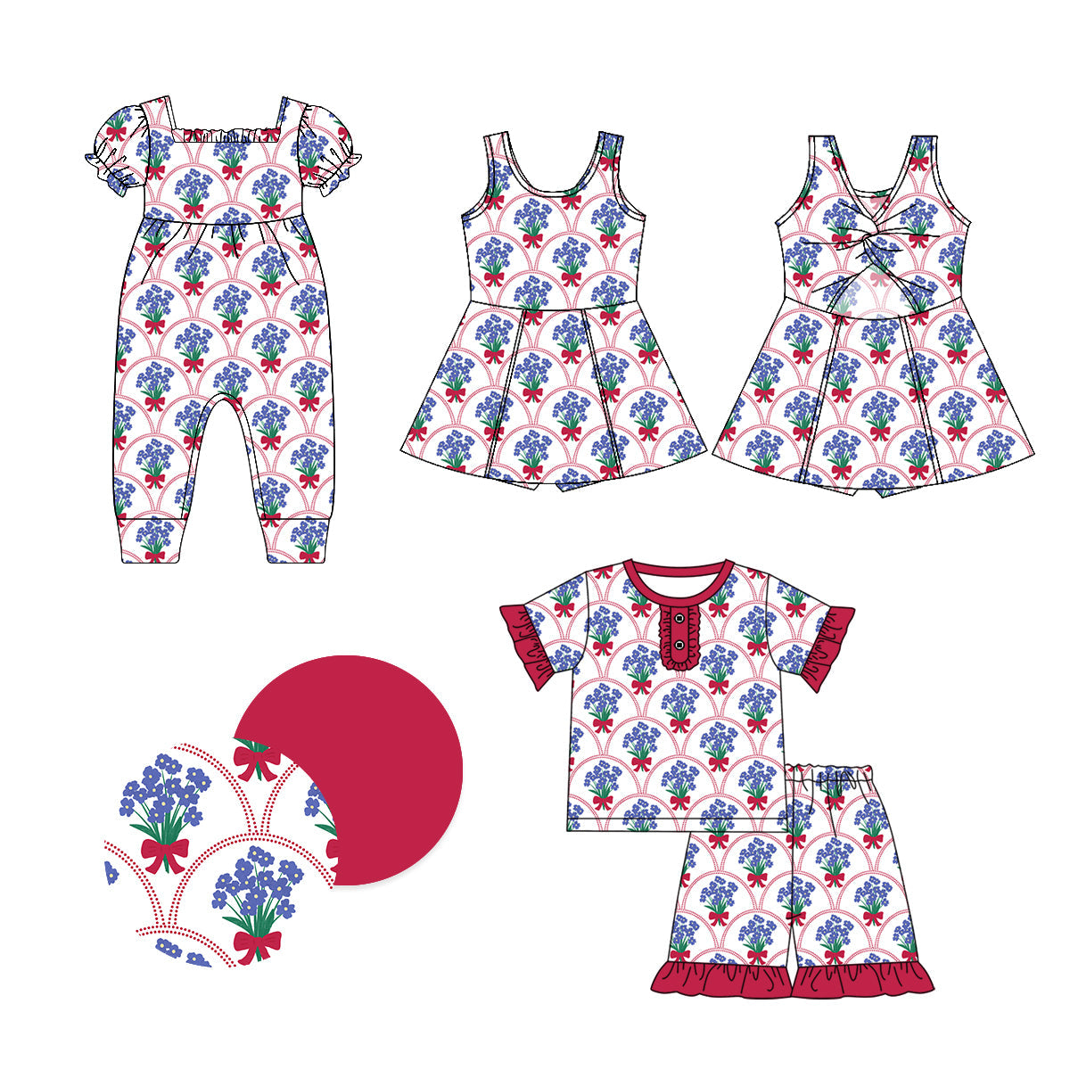 Baby Girl Flower Sibling Romper Dress Set ( Moq 5 Each Style ) 1.20