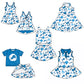( Moq 5 each style ) Baby Girl Toddler Lions Team Bows Sibling Skort Dress Set 6.6