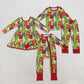 Sibling Kids Toddler Long Sleeves Green Face Lights Christmas Zipper Romper Dress Pajamas Set RTS