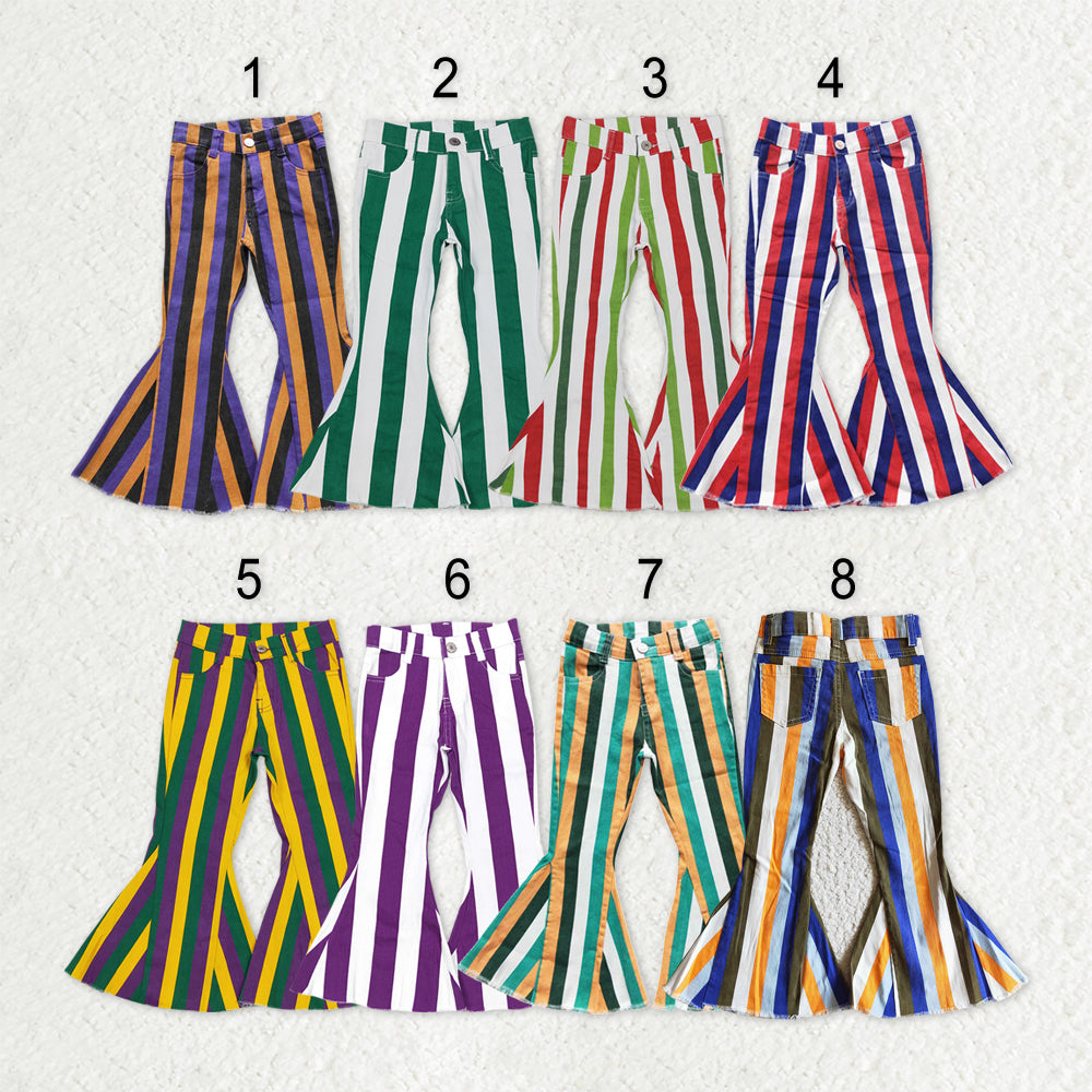 Sibling Girls Kids Stripes Bell Denim Jeans Pants Bottom RTS