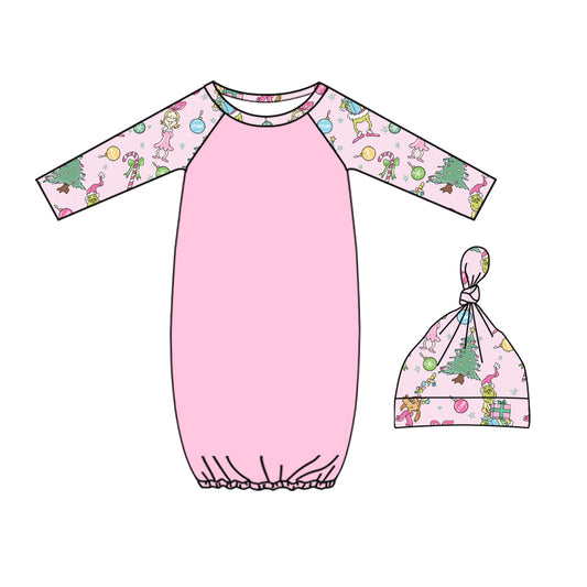 Baby Girl Newborn Infant Christmas Frog Pink Gowns Romper