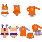 ( Moq 5 Each Style ) Baby Boys Girls Kids Team Sibling Orange Jumpsuits Sets Swimsuits