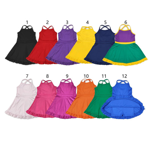 7-12 Colors Baby Girl Sleeveless Yoga Active Wear Skorts Dress Sibling Clothes RTS