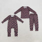 Sibling Baby Boys Kids Long Sleeves Checked Zipper Footie Romper Pajamas Set Clothes RTS