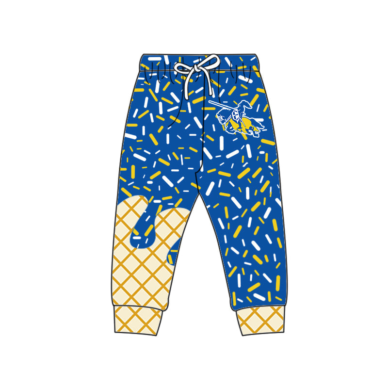 ( Moq 5 each style ) Baby Boys Girls Team Cheer Sibling Blue Drips Shirt Bows Dress Set 8.14
