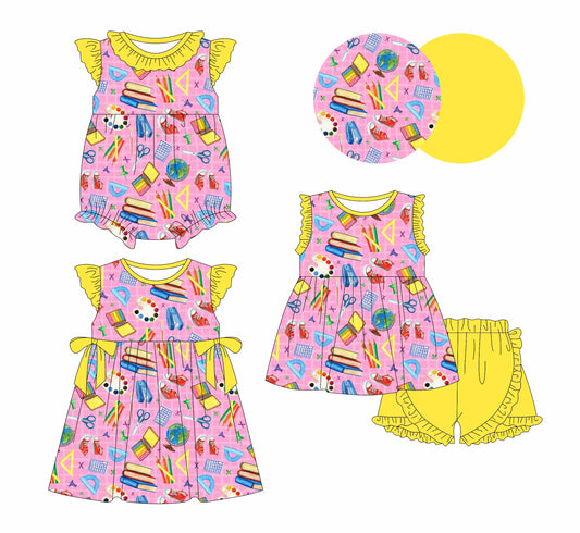 Baby Girl Back To School Sibling Romper Dress Set ( Moq 5 Each Style ) 12.31