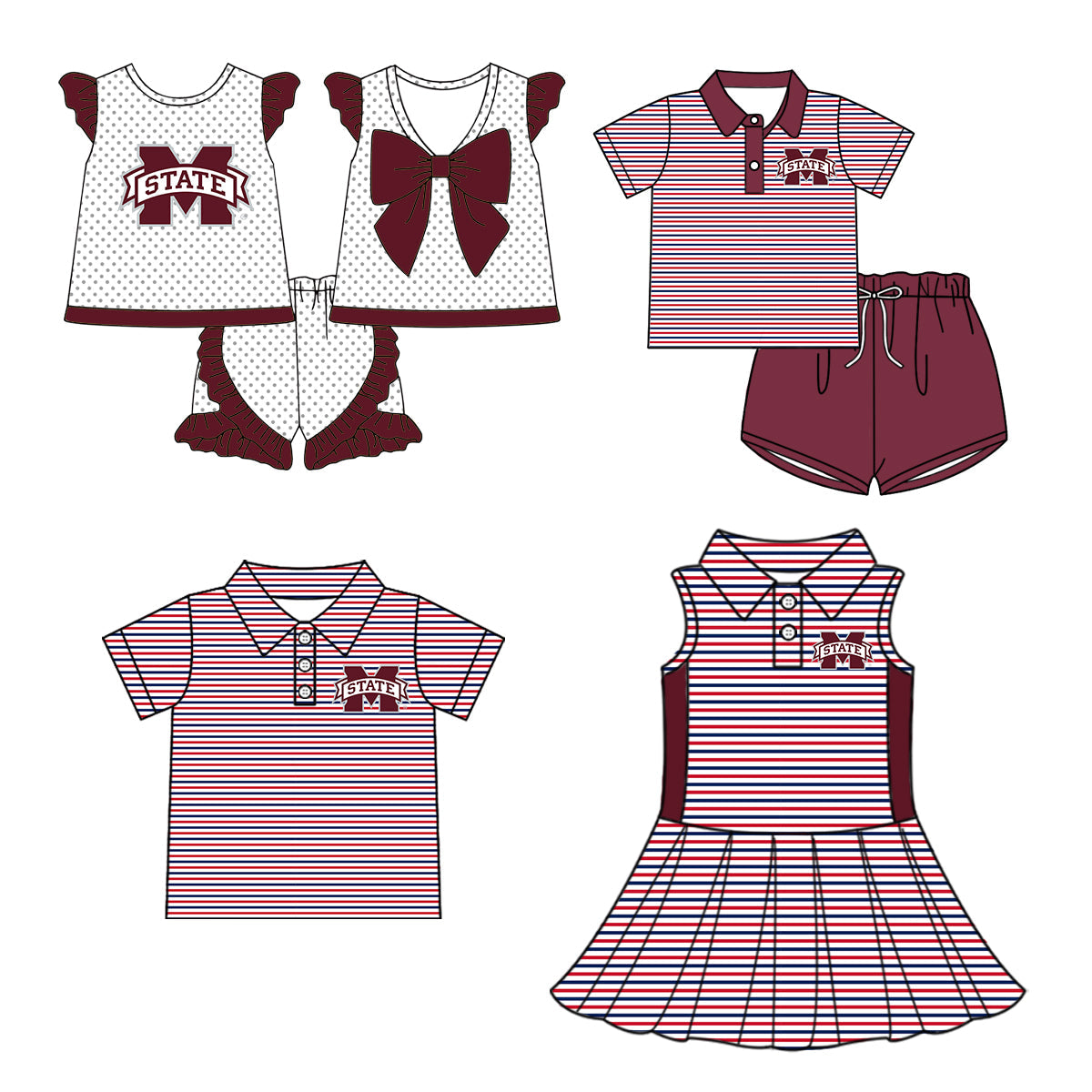 ( Moq 5 each style ) Baby Boy Girl Short Sleeves Team M Sibling Dress Shirt Set 5.5
