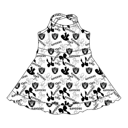 ( Moq 5 each style ) Baby Girl Toddler Team Black Bows Sibling Skort Dress Set 6.4