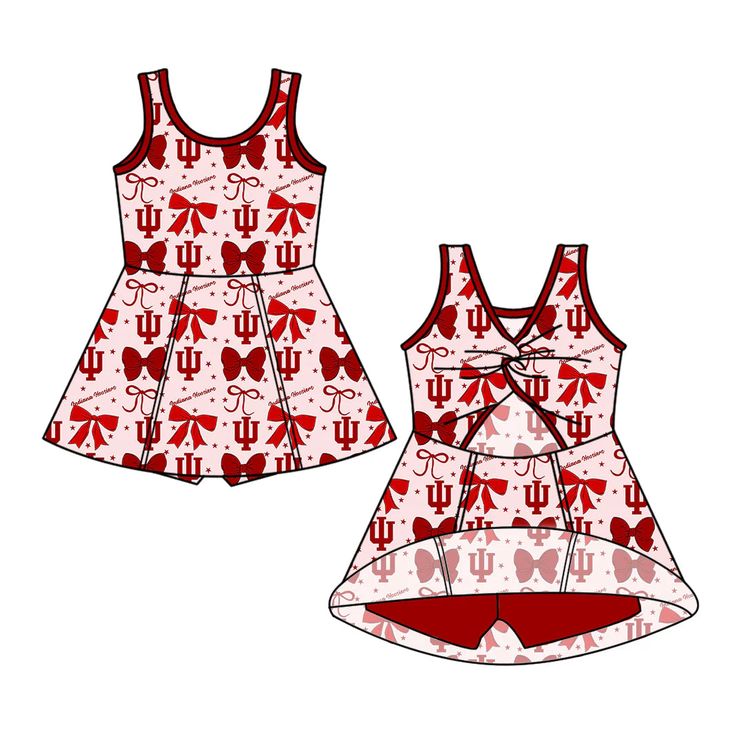 ( Moq 5 each style ) Baby Girl Toddler Team Red Bows Sibling Dress Set 6.26