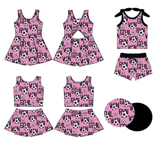 ( Moq 5 Each Style ) Baby Girls Kids Sleeveless Soccer Sibling Shorts Dress Sets Clothes