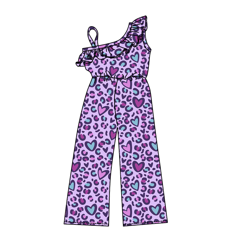 Baby Girl Purple Leopard Heats Pants Jumpsuit