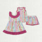 Baby Girl Sleeveless Colorful Stripes Bows Sibling Summer Dress Set Clothes RTS