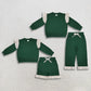 Sibling Baby Girls Kids Long Sleeves Green Tops Bottoms Cotton Sets Clothes RTS