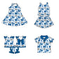 ( Moq 5 each style ) Baby Girl Toddler Team Blue Bows ‌Soccer‌ Sibling Shirt Dress Set