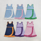 Sibling Baby Girls Kids Sleeveless Shorts Knee Length Scallop Dresses Yoga Active Clothes RTS