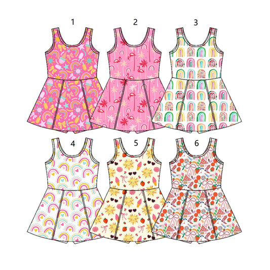 ( Moq 5 Each Style ) Sibling Baby Girls Toddler Sleeveless Shorts Knee Length Dresses Summer Clothes