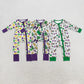 Sibling Baby Boys Infant Long Sleeves Mardi Gras Bows Camo Zipper Rompers RTS