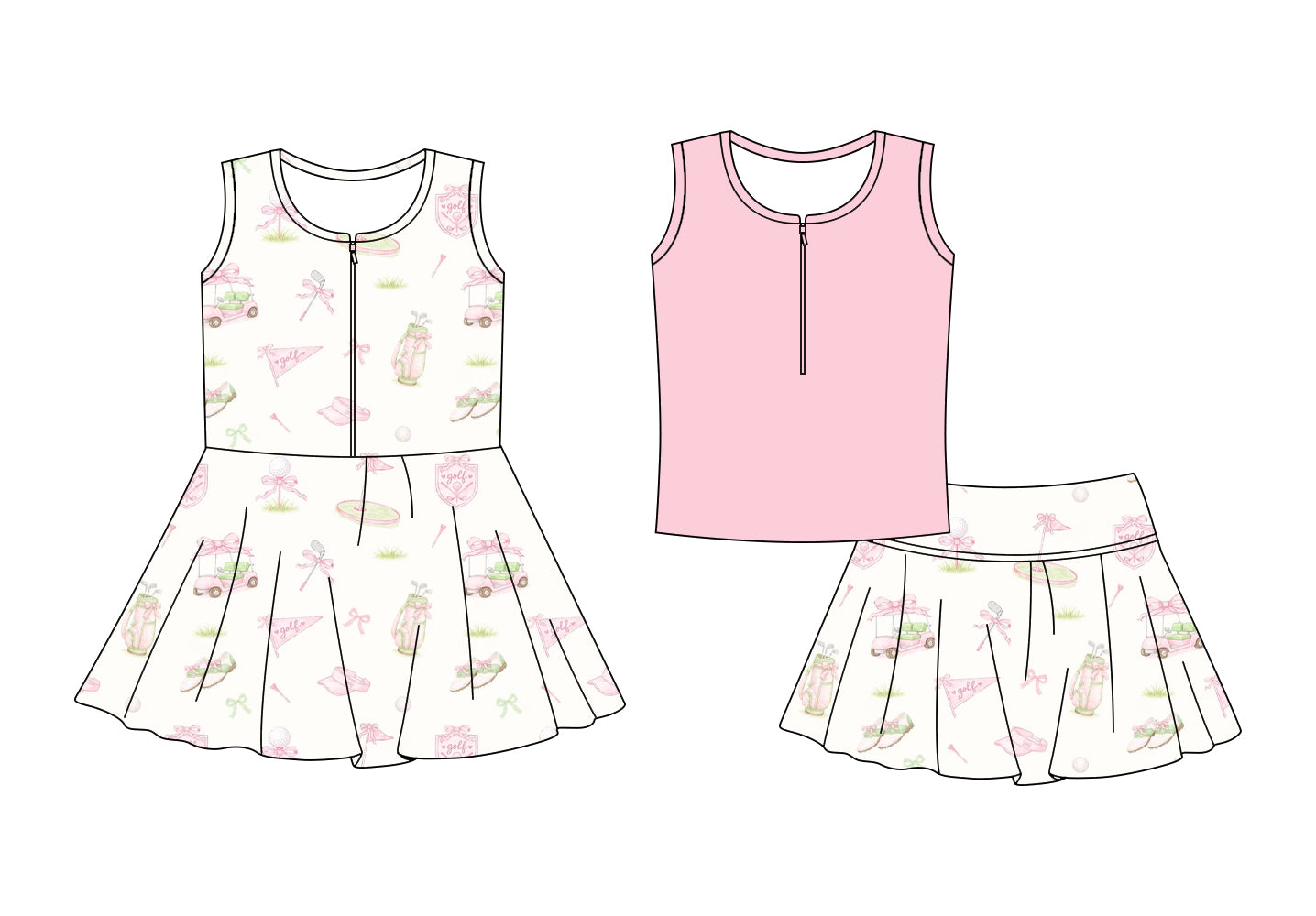 ( Moq 5 Each Style ) Baby Girls Kids Summer Sleeveless Bows Golf Sibling Dress Set