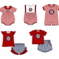 ( Moq 5 Each Style ) Baby Boys Girls Kids Team Sibling Red Stripes Rompers Sets