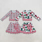 Sibling Baby Girls Kids Santa Bows Shirts Bows Scallop Skirts Shorts Yoga Active Sets Christmas Clothes RTS