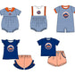 ( Moq 5 Each Style ) Baby Boys Girls Kids Team Sibling Blue Stripes Rompers Sets