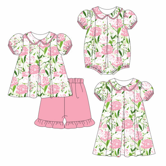Baby Girl Short Sleeves Flower Sibling Romper Dress Set ( Moq 5 Each Style ) 3.8