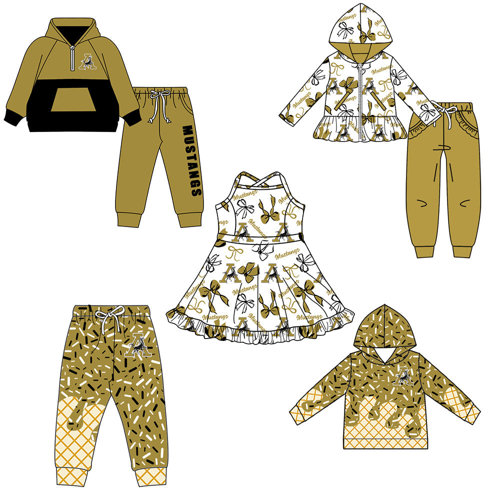 ( Moq 5 each style ) Baby Boy Girl A Team Cheer Sibling Shirt Bows Dress Set 8.18