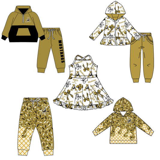 ( Moq 5 each style ) Baby Boy Girl A Team Cheer Sibling Shirt Bows Dress Set 8.18
