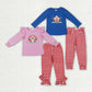Boys Girls Kids Long Sleeves Embroidery Christmas Candy Cane Sibling Clothes Set RTS