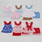 Baby Girl Sleeveless Flower Bows Tunic Ruffle Shorts Sibling Clothes Set RTS