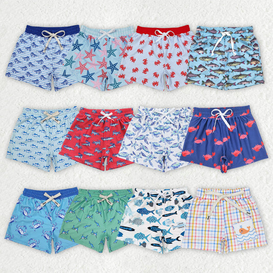 Baby Boy Summer Crabs Fishes Swimsuit Trunks Sibling Swimwear Clothes RTS