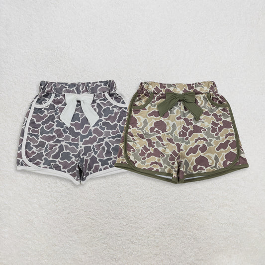 Sibling Baby Girls Bows Pockets Camo Shorts Summer Bottoms Clothes RTS