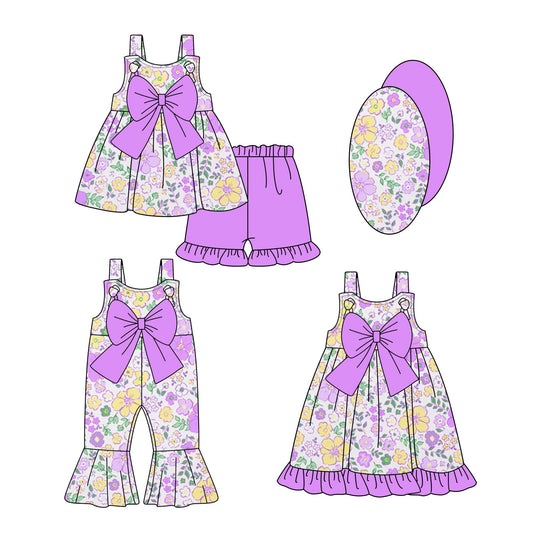 Baby Girl Purple Bows Flower Sibling Dress Romper Set ( Moq 5 Each Style ) 1.3