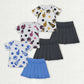 Baby Girl Short Sleeves Cheer Shirt Yoga Skort Sibling Team Clothes Set RTS