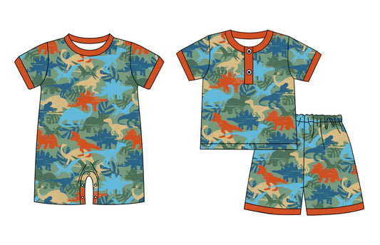 ( Moq 5 Each Style ) Sibling Baby Boys Kids Short Sleeves Dinosaurs Summer Romper Set