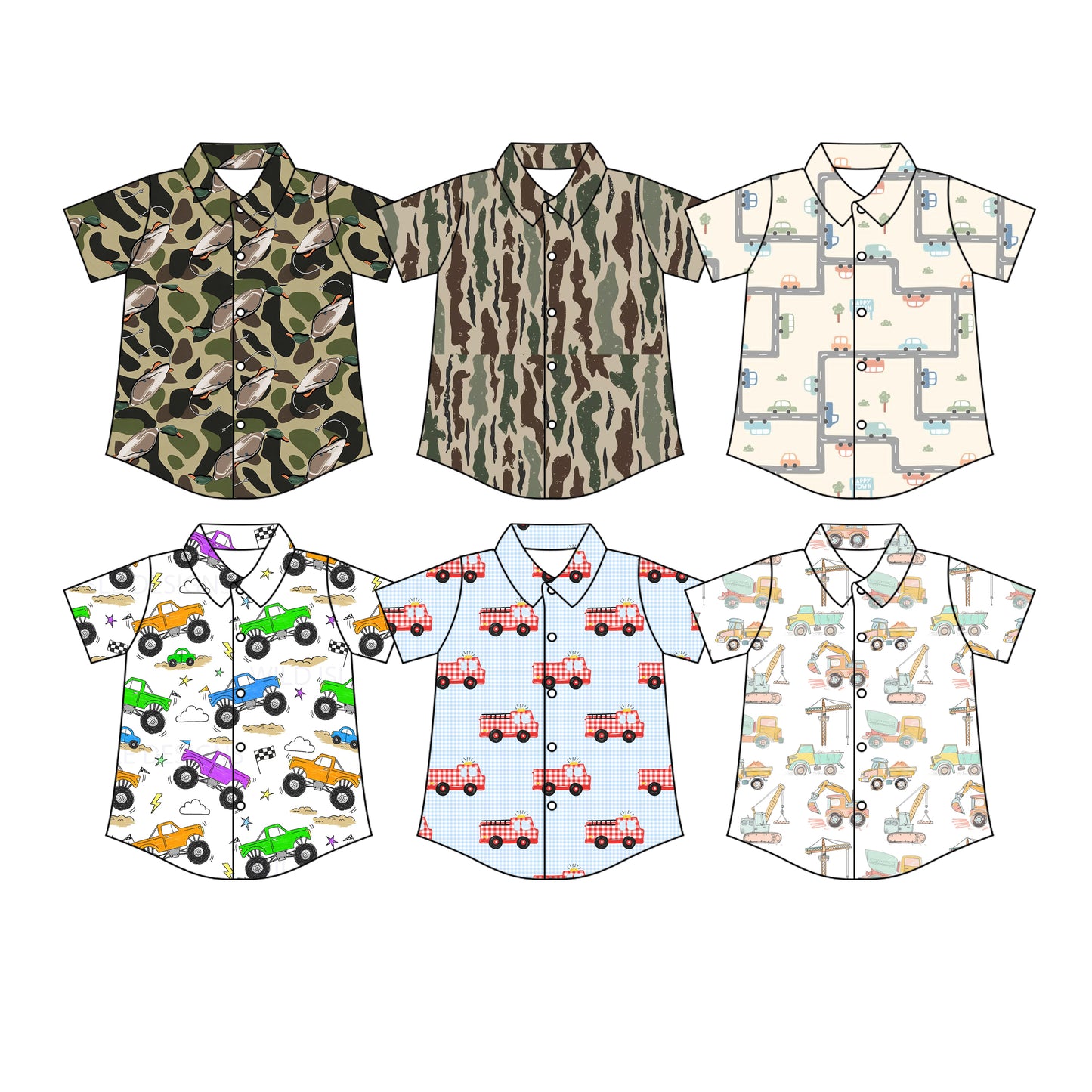 ( Moq 5 Each Style ) Sibling Baby Boys Kids Short Sleeves Buttons Shirts Tops