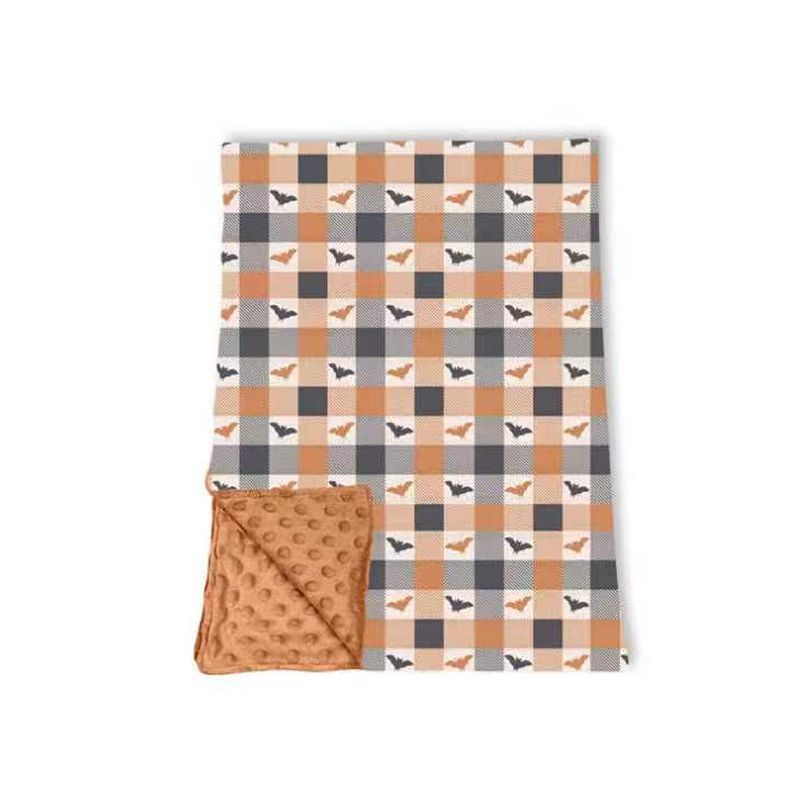 ( Moq 5 ) Preorder Baby Kids Bats Plaid Halloween Blanket