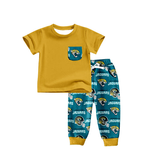 Baby Boy Short Sleeves Yellow Shirt Team Pocket Pants Clothes Set