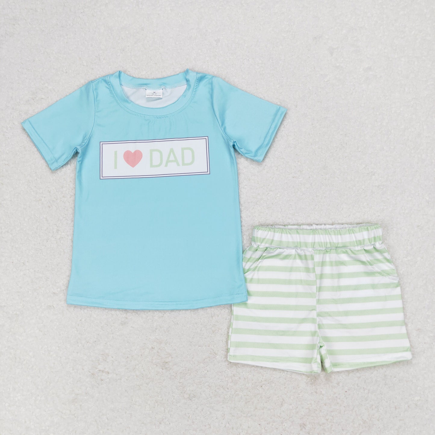 Baby Boy Short Sleeves I Love Dad Shirt Stripes Shorts Set