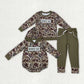 Sibling Baby Kids Toddler Long Sleeves Embroidery Mama's Boy Sibling Camo Romper Set RTS