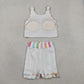 Baby Girls Kids Sleeveless Colorful Stripes Shirt Shorts Skirt Skort Yoga Active Clothes Set RTS
